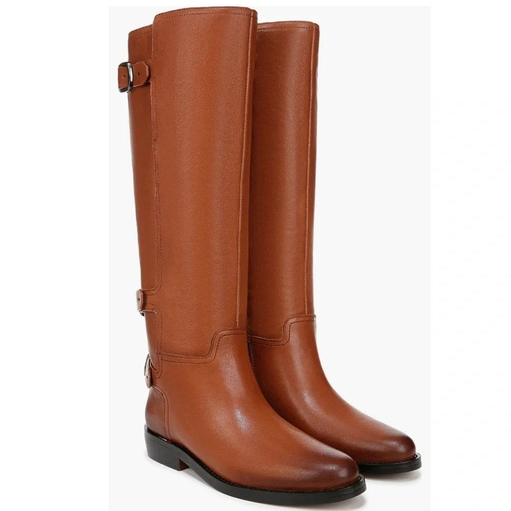 Franco Sarto Padova Brown Leather Knee High Zip Up Riding Boots - Sz 9.5M, NIB